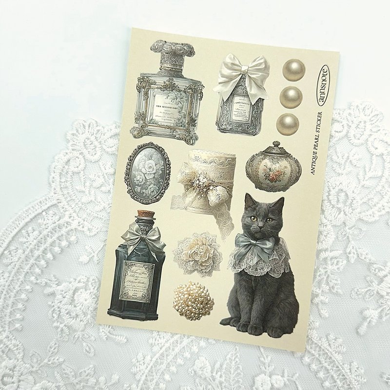 （压皱瑕疵）复古珍珠物件贴纸 (anns note) vintage - 贴纸 - 纸 多色