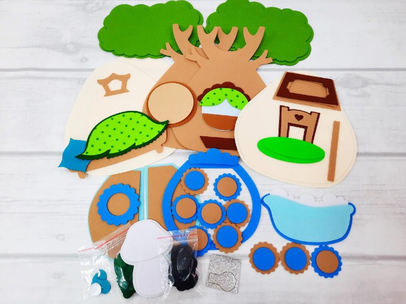 Laser cutting of felt for  Panda House, sewing and needlework kit - 编织/刺绣/羊毛毡/裁缝 - 其他材质 卡其色