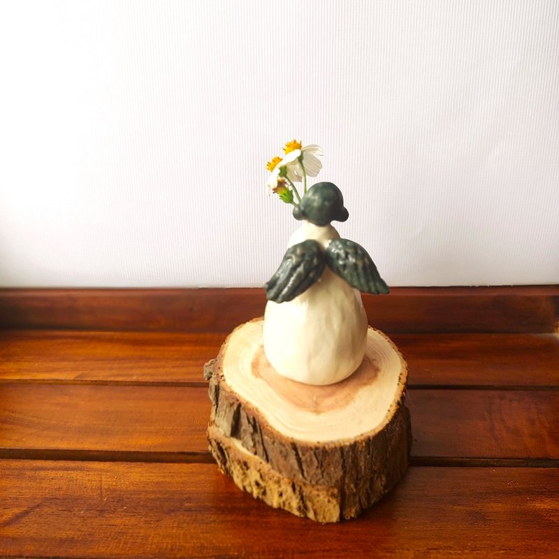 娃娃香插烛台-天使香插烛座-小花插-手作陶-香插座 - 花瓶/陶器 - 陶 