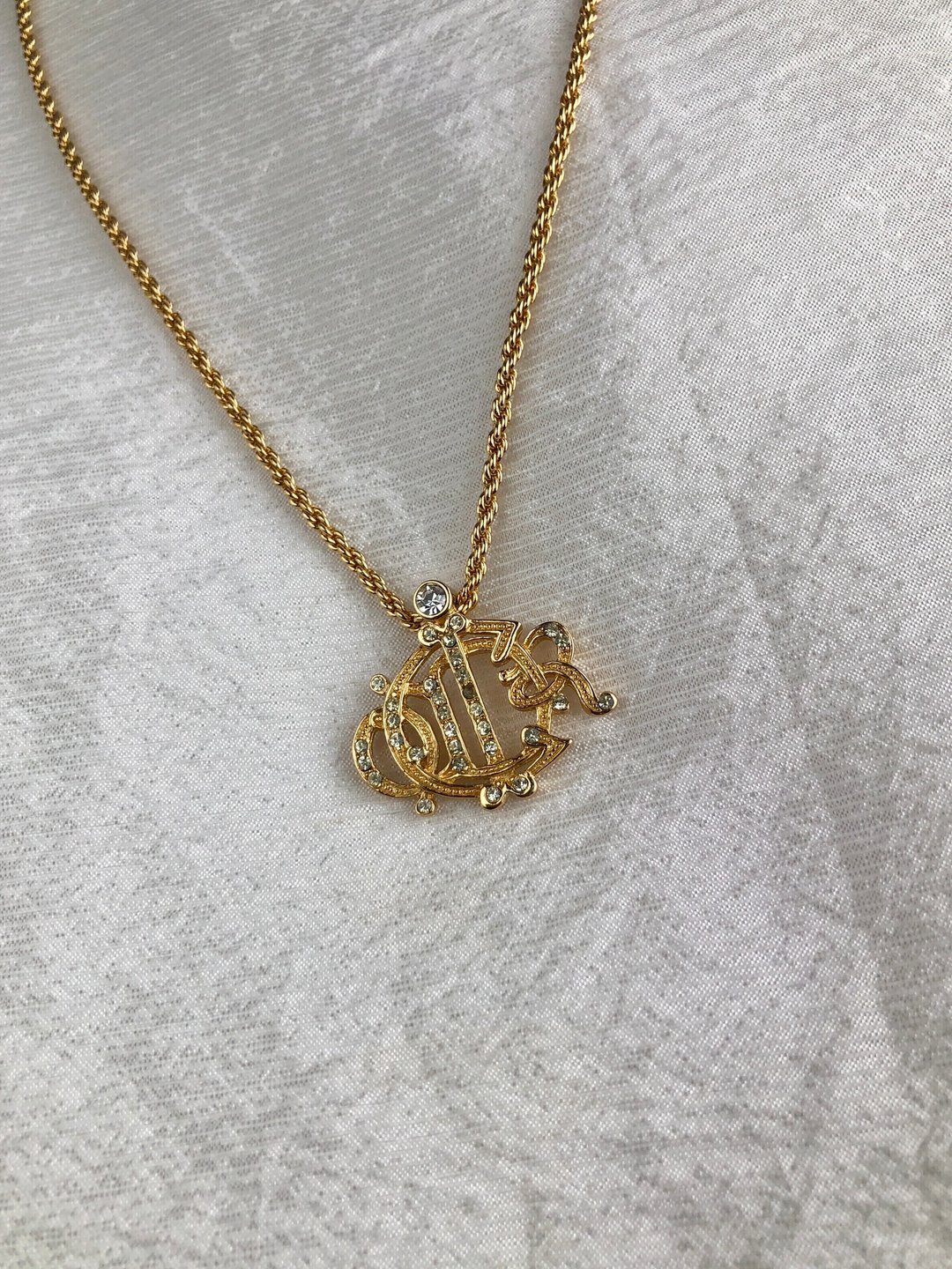 【VintageShop solo 日本直送中古包专卖店】Christian Dior クリスチャン ディオール 项链 金色 经典 Logo 宝石 复古 vcjfee - 项链 - 其他材质 金色