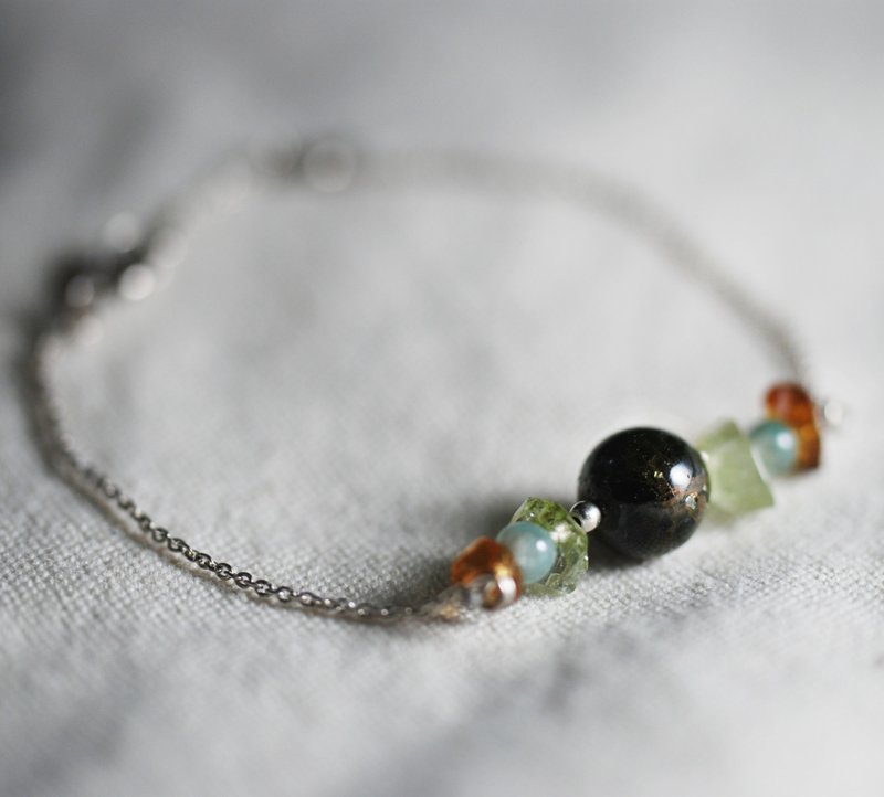 --纯银串珠手链--No.1 碧玺手串 - 手链/手环 - 其他金属 多色