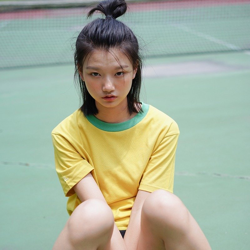 LLANO 彩虹系列 七色T恤 芥黄色 - 女装 T 恤 - 棉．麻 黄色