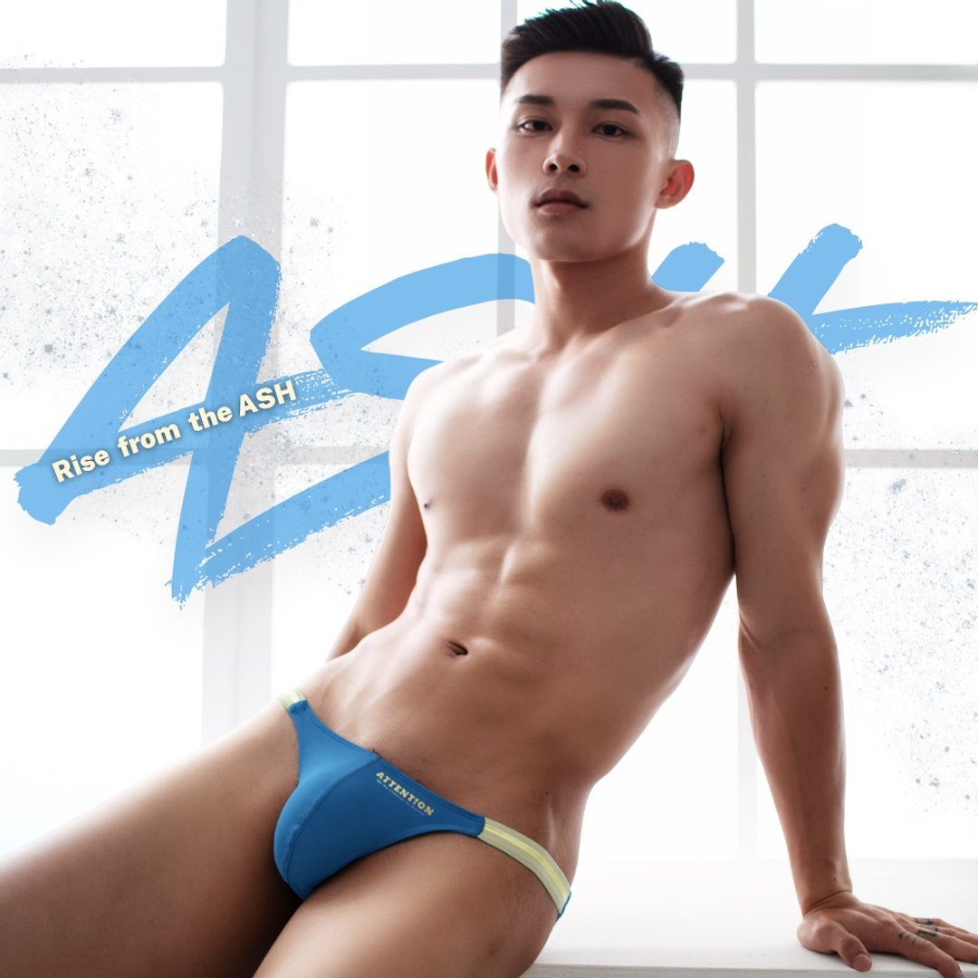 AttentionWear 极涩系高衩三角内裤【裸筋蓝】│凉感细边 薄双丁 - 男士内衣裤 - 尼龙 蓝色