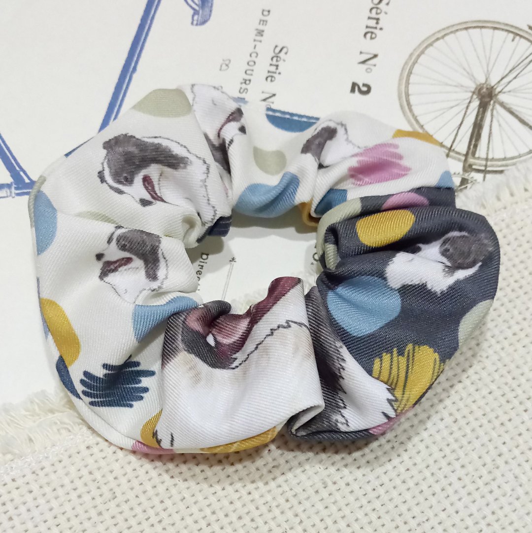 黄底点点-大肠发圈_边境牧羊犬_马尾发带 - 发饰 - 聚酯纤维 