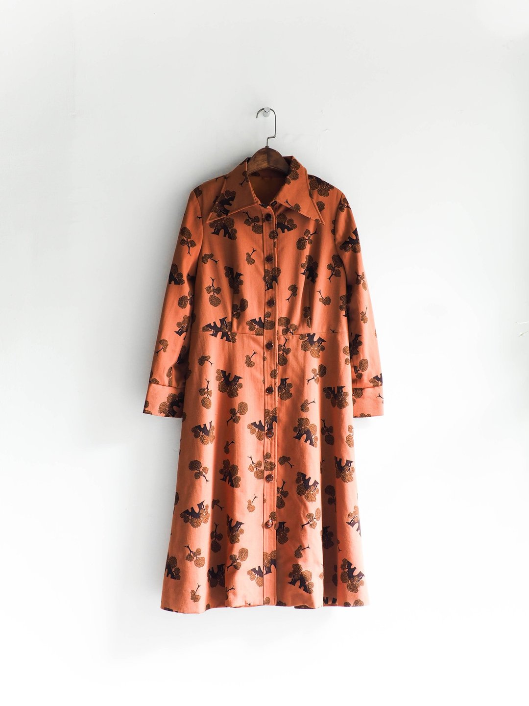 河水山 - 日式柑橘青春少女许愿树 古董翻领风衣外套 古着 trench coat vintage oversize - 女装休闲/机能外套 - 棉 橘色