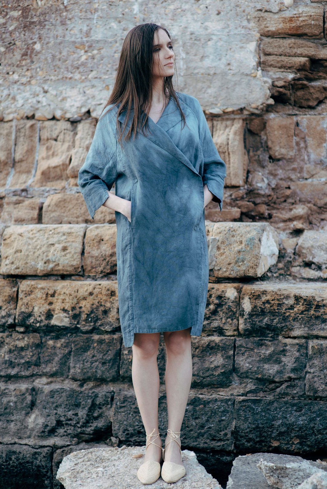 Linen Dress Motumo 16S8 - 洋装/连衣裙 - 亚麻 多色