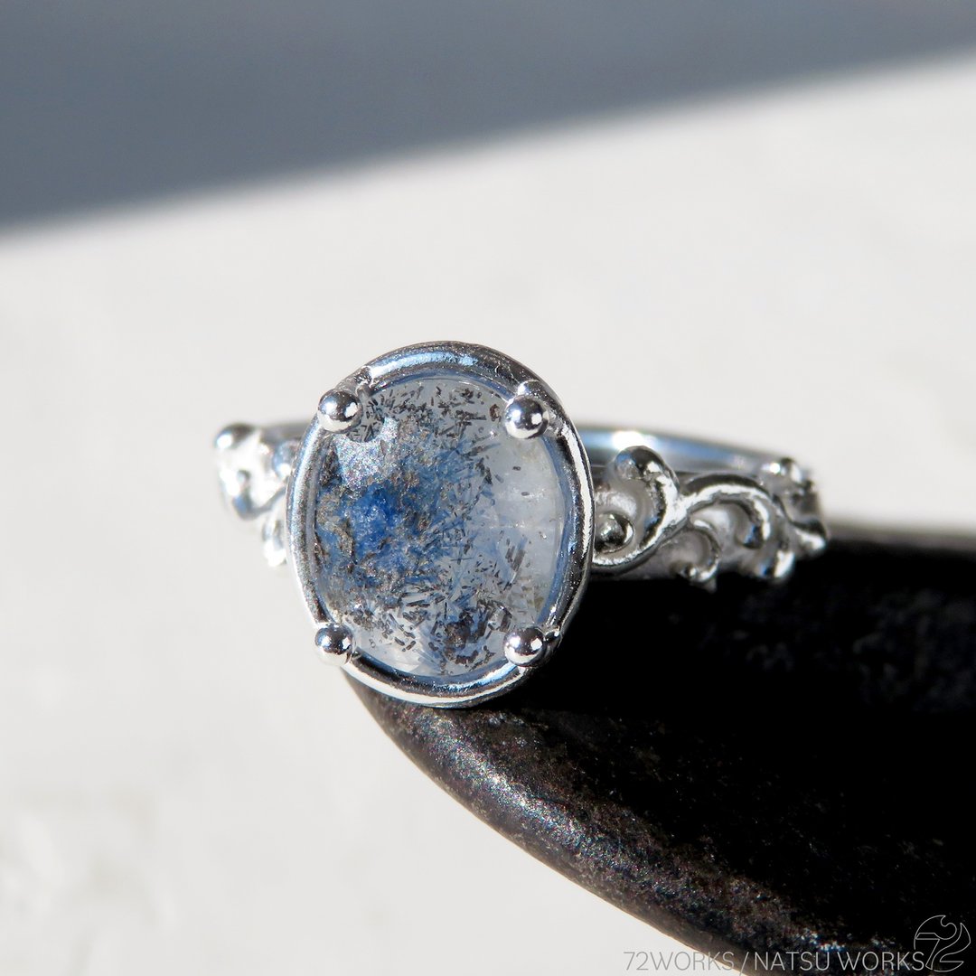 蓝线石石英 戒指 / Dumortierite in Quartz Ring - 戒指 - 宝石 蓝色