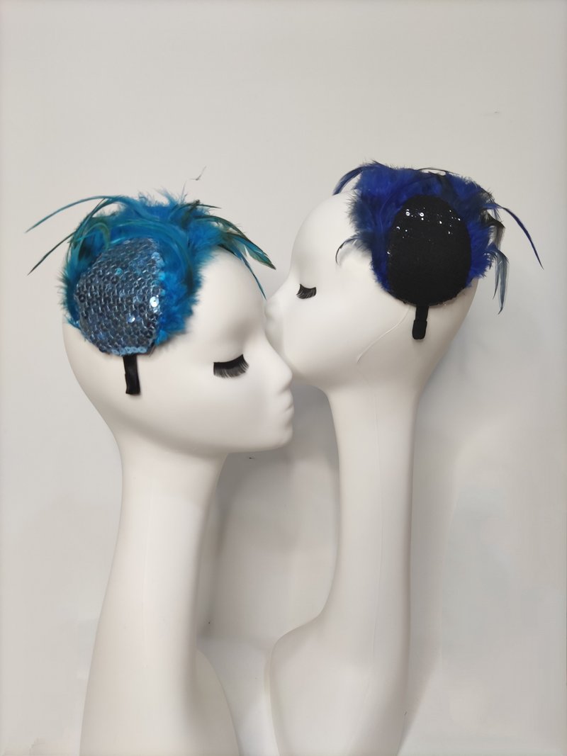 Don-Ya Mi Fashion羽毛造型发箍 天使造型发饰 发圈 小众设计师 - 发带/发箍 - 羽绒 蓝色