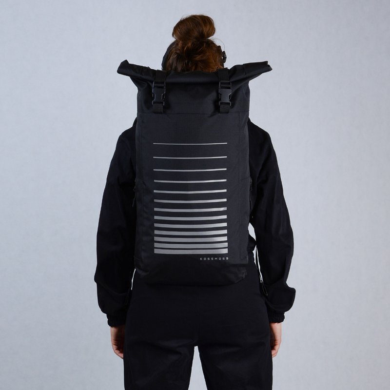 Rolltop backpack Rolltop bag Water resistant bike messenger streetwear bag - 后背包/双肩包 - 其他材质 黑色