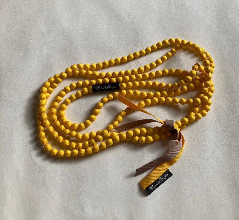 蚕丝球项链 – 款式08 黄色 - 项链 - 丝．绢 黄色