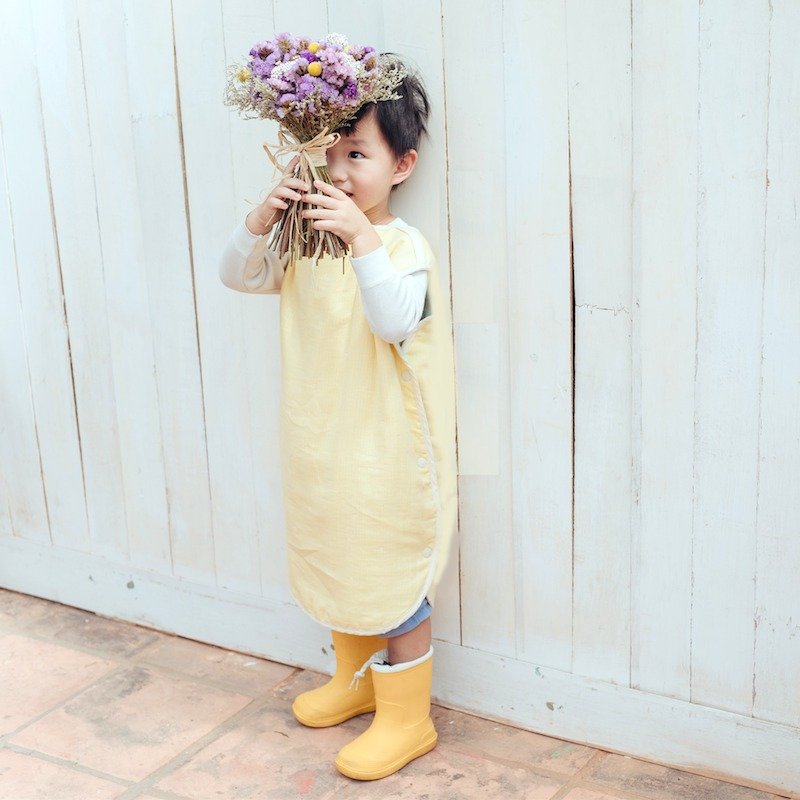 肩扣式 / MARURU六层纱防踢背心 夏日柠檬黄 /初生版S: 0-4岁 - 婴儿床上用品 - 棉．麻 黄色