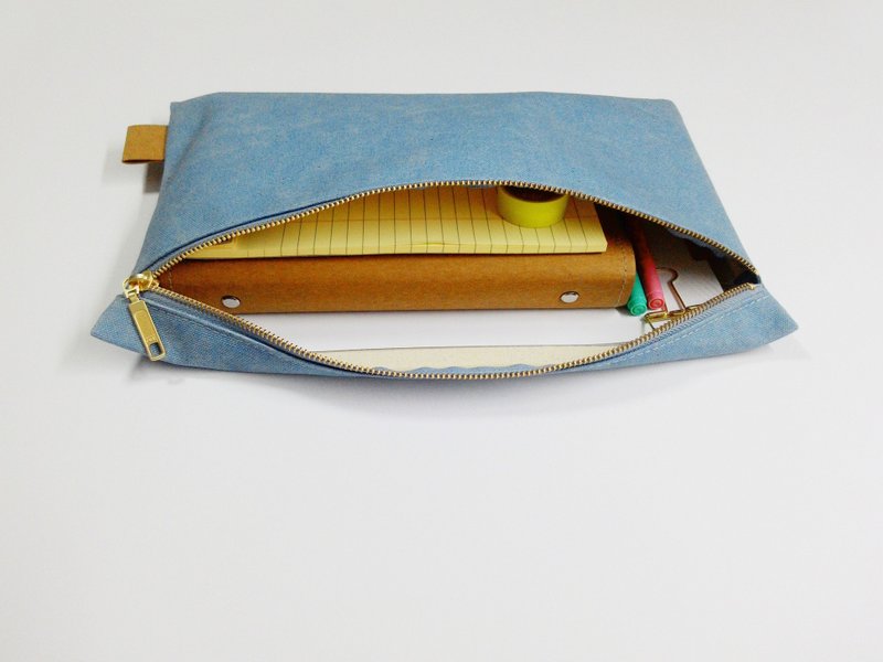 A4文件包--灰蓝棉帆布 - 其他 - 棉．麻 蓝色