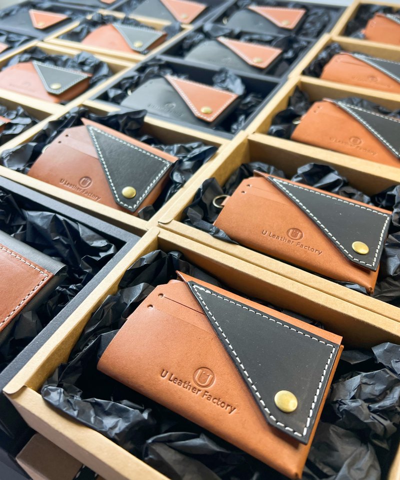 【免费刻名】公司订制 l 大量订制 l 识别证+名片夹 l LOGO - 证件套/卡套 - 真皮 红色