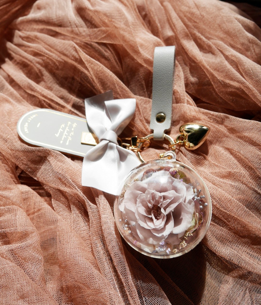 满额包邮灰色系不凋花钥匙圈永生花钥匙圈皮革钥匙圈不凋花定制化 - 吊饰 - 植物．花 灰色