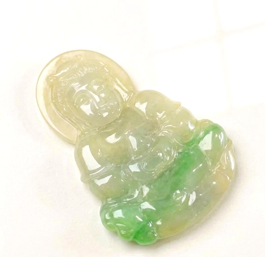 冰种三彩翡翠观音菩萨 | 天然缅甸玉翡翠 A 货 | 送礼 - 其他 - 玉石 多色