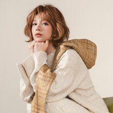 AMBER 系列 - 棕韵 * 麦穗色 混织毛料 围巾 连帽