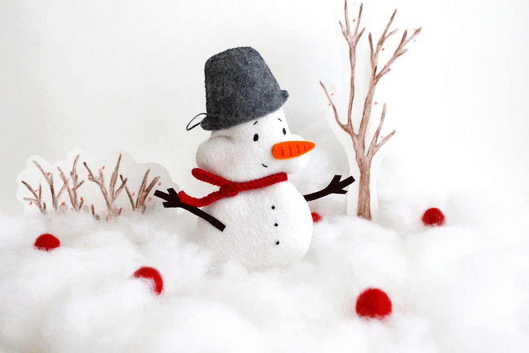 Felt snowman toy sewing PDF patten, DIY Christmas decor - 手工艺教程/工具书 - 其他材质 