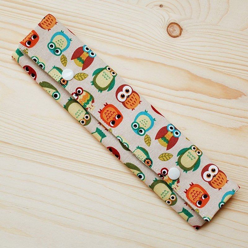 企鹅猫头鹰 横式筷袋餐具组/三件组 - 筷子/筷架 - 棉．麻 橘色