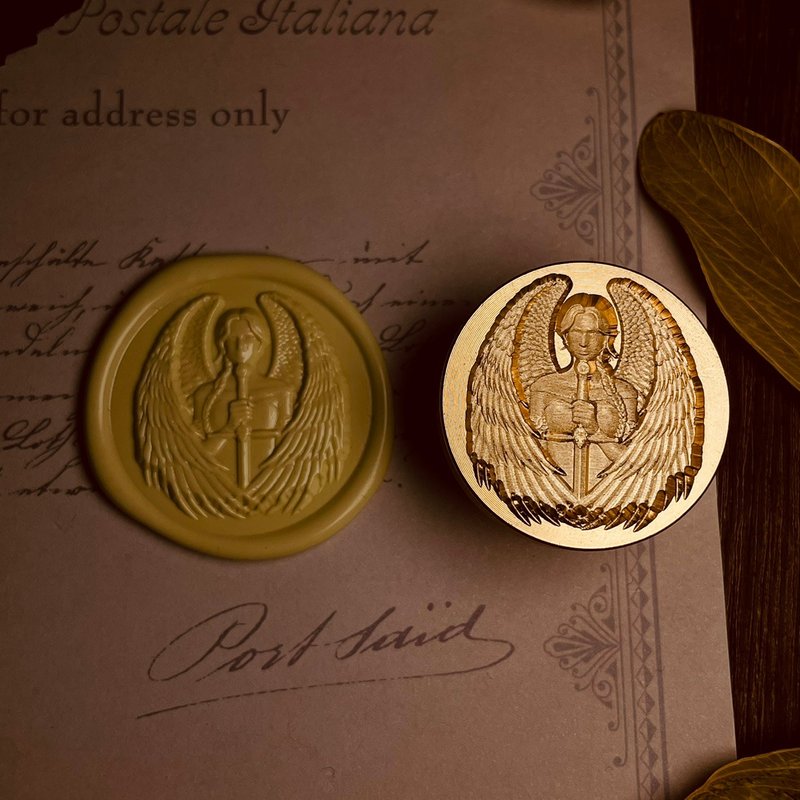 米迦勒大天使火漆印章浮雕3D立体复古章头手帐信封印章 - 印章/印台 - 铜/黄铜 