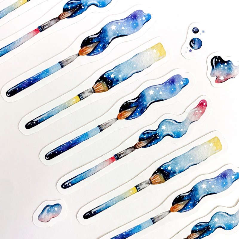 星空画笔造型贴纸 - 贴纸 - 纸 多色