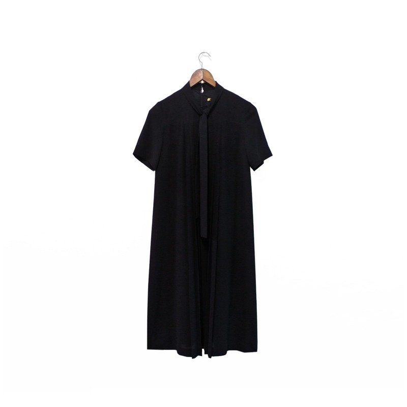 │Slowly│耀岩黑-日本制古着洋装│日本制.vintage.复古.文艺.甜美.清新.可爱 - 洋装/连衣裙 - 纸 黑色