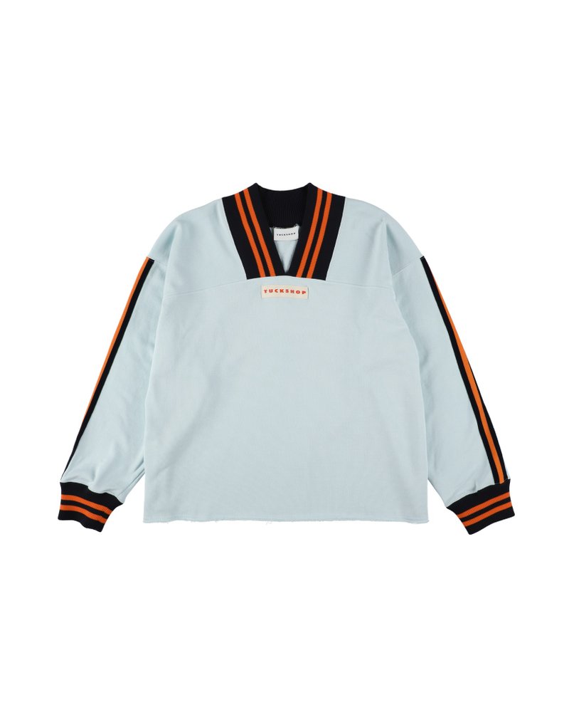 V-NECK SWEATSHIRT-LIGHTBLUE V领罗纹衫-浅蓝色 - 中性连帽卫衣/T 恤 - 棉．麻 蓝色