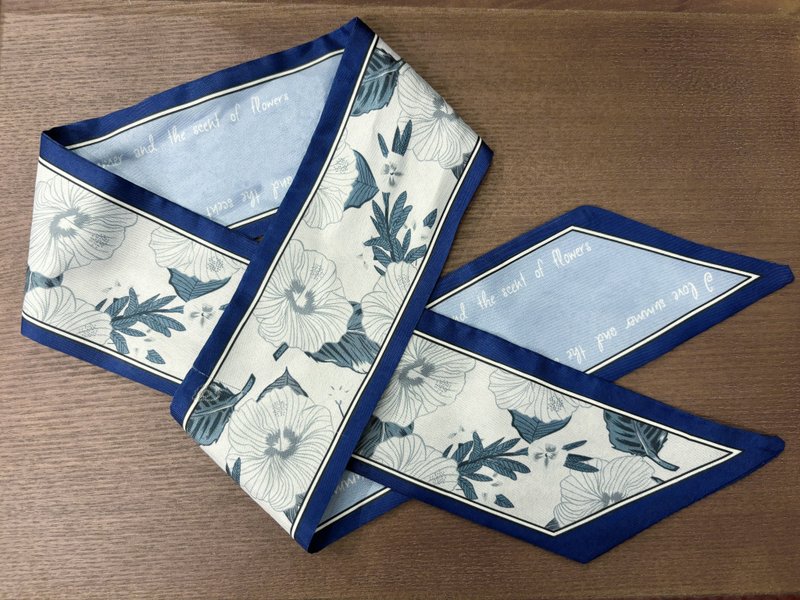 Re-Re Twilly瑰莉小丝巾 - 丝巾 - 棉．麻 蓝色