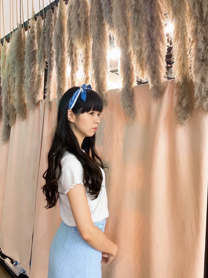 Re-Re Twilly瑰莉小丝巾 - 丝巾 - 棉．麻 蓝色