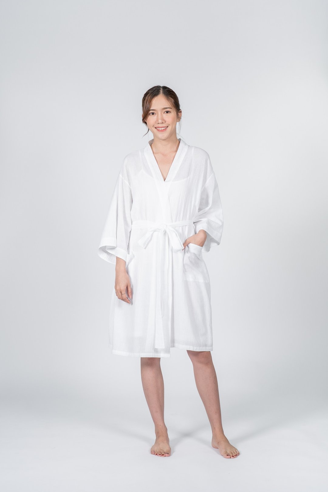 Light Cotton Kimono Robe, Bath Robe, Night Gown, Loungewear Robe - 居家服/睡衣 - 棉 