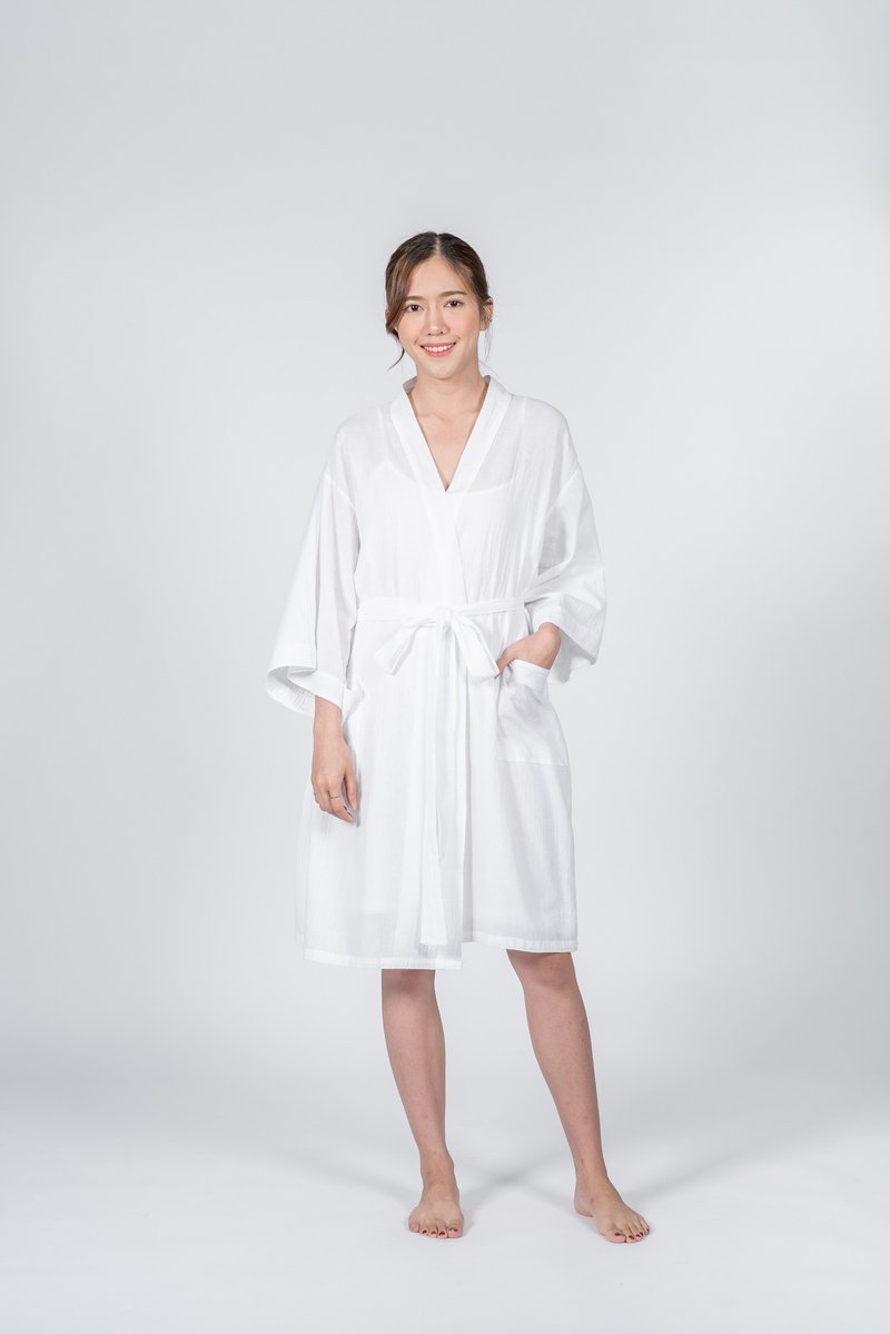 Light Cotton Kimono Robe, Bath Robe, Night Gown, Loungewear Robe - 居家服/睡衣 - 棉．麻 
