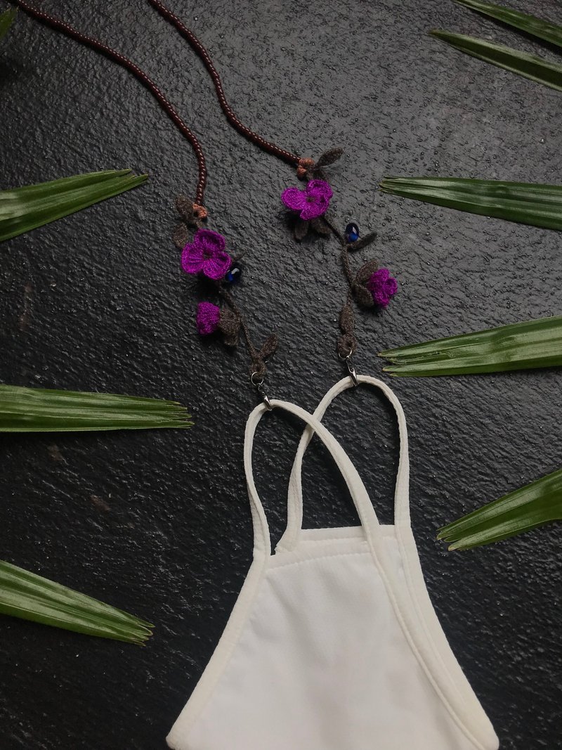 禮物 口罩鍊、眼鏡鍊兩用 Little Bean crochet |PURPLE| - 口罩 - 贵金属 紫色