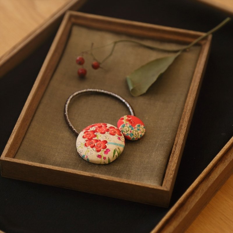 Congratulations Delights Happy Hair Ornaments Kimono Hair Elastic Premium Umebun Silk - 发饰 - 丝．绢 红色