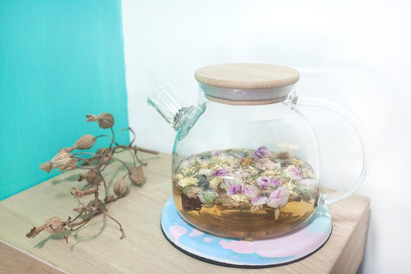 玻璃壶  竹盖  水泥吸水隔热垫 -五选一 - 茶具/茶杯 - 玻璃 透明