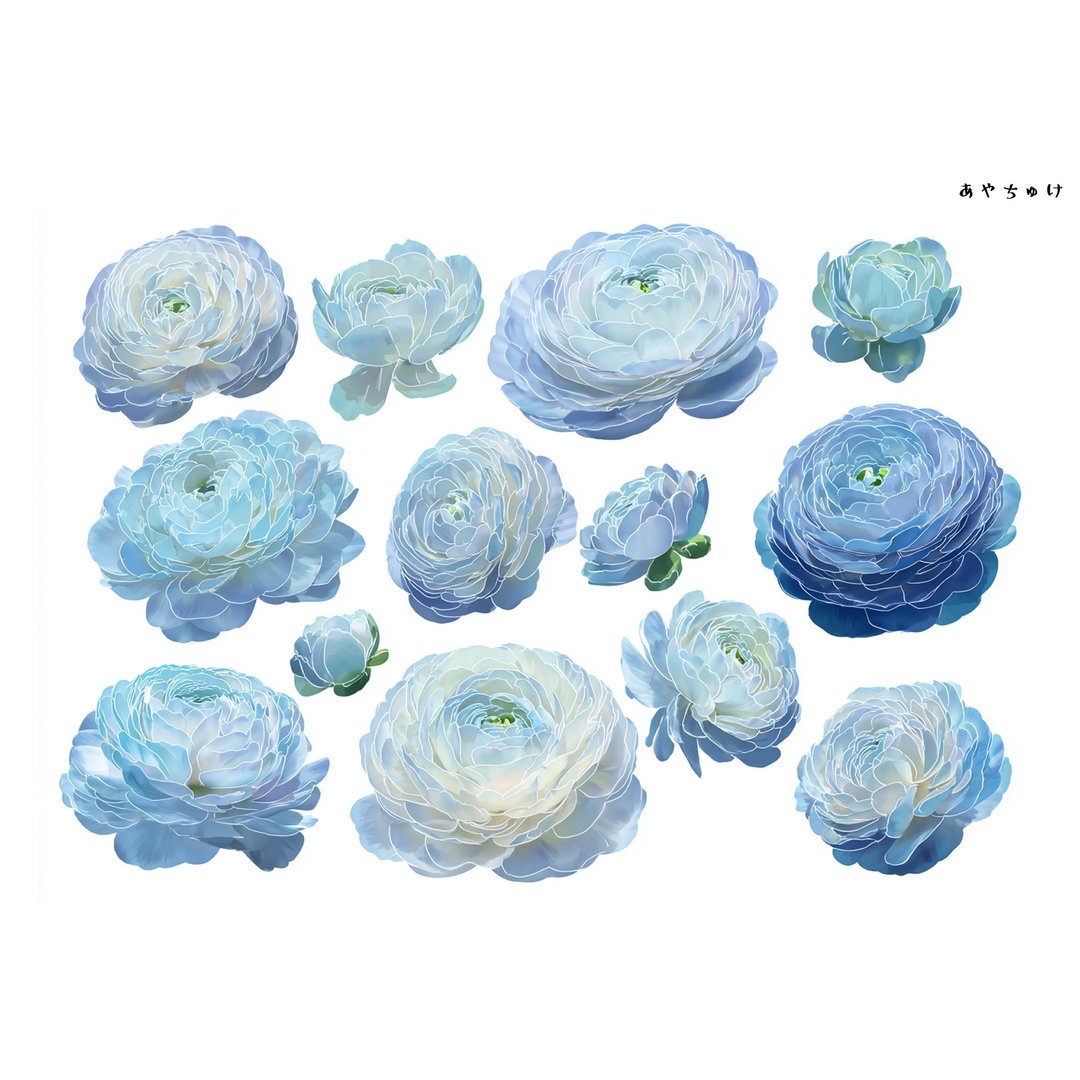 【10月新品4】20-22-0038 裁切纸张・拼贴素材 陆莲花 - 贴纸 - 纸 
