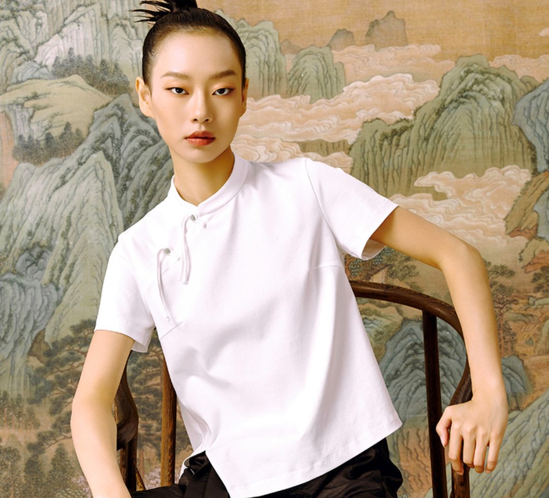 【飞盏】新中式中国风 丝光纯棉/不对称T恤 - 女装上衣 - 棉 多色