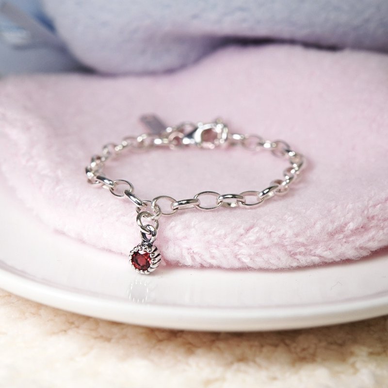 纯银天然石 宝宝手链 弥月礼盒 12款任选 新生儿礼物 儿童银饰 - 满月礼盒 - 纯银 多色