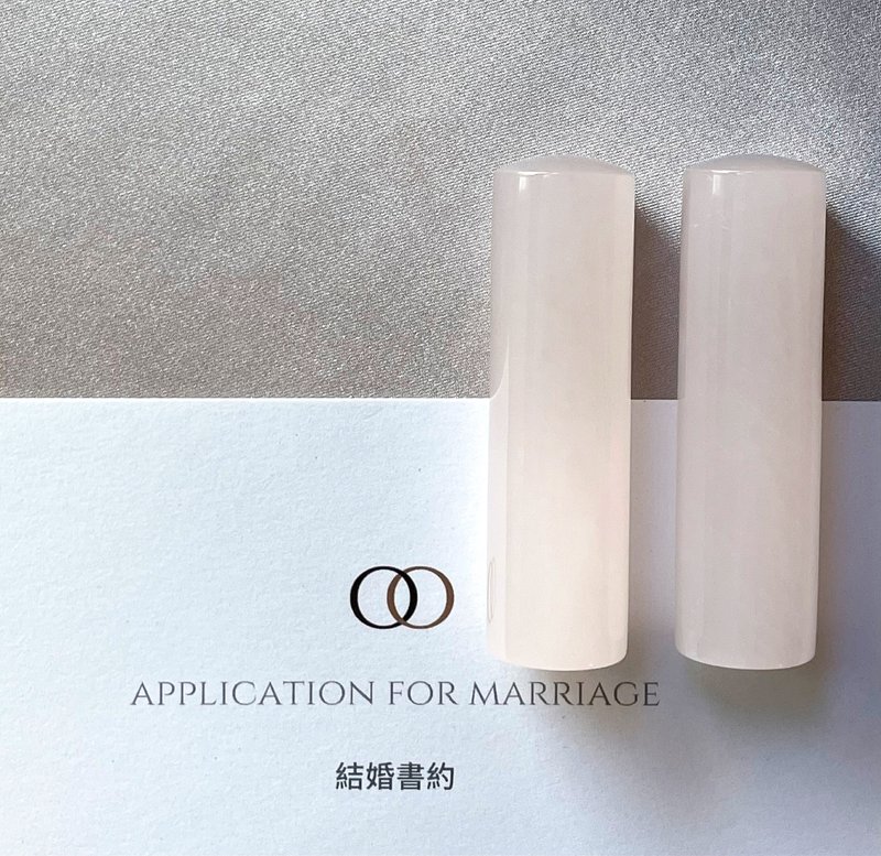 【玉玉印章】 天然粉紫玉印章 圆满结婚对章系列 - 印章/印台 - 宝石 粉红色