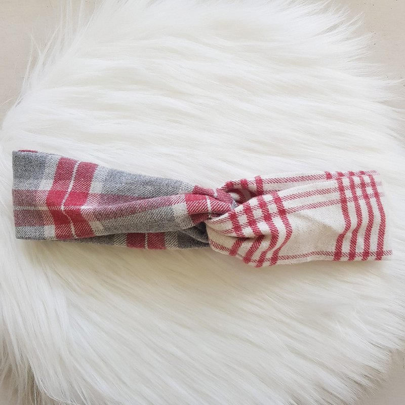 一针一线 撞色款 交叉松紧发带 发饰 - 发带/发箍 - 棉．麻 红色