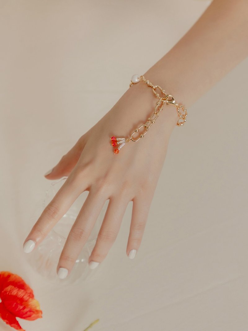 金鱼向往。MUCHAT手作14KGP锆石琉璃珍珠手链 - 手链/手环 - 其他金属 金色