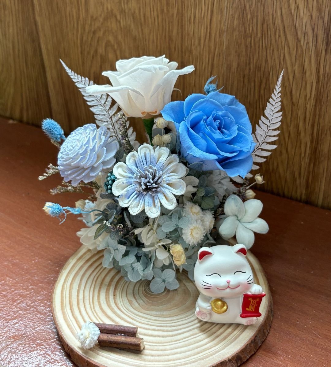 愈心花艺 | 云朵雪酪永生花名片座 开幕花礼/升迁花礼 - 干燥花/捧花 - 植物．花 