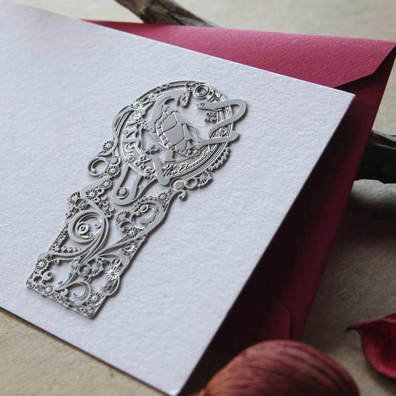 长生玄武书签贺卡-银 - 书签 - 其他金属 银色