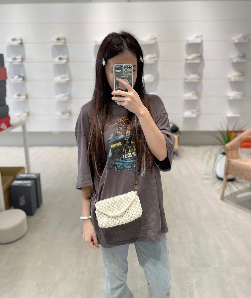 Macrame斜挎手机包l眼镜包【Macrame bag】 - 侧背包/斜挎包 - 棉．麻 