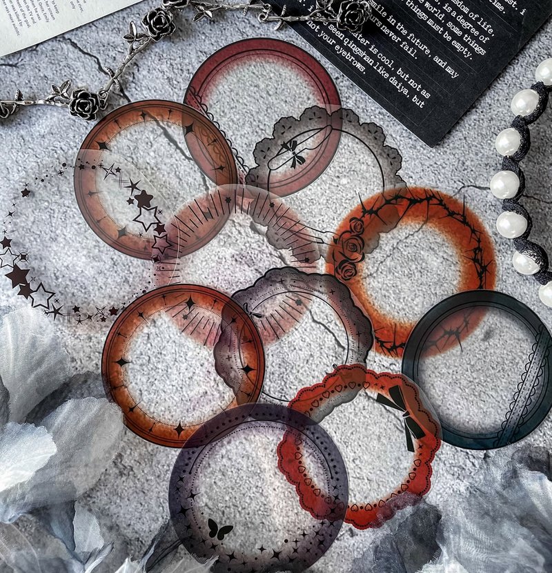 黑曜石 黒 に 魅せられた PET 紙膠帶 (kiss-cut) - 纸胶带 - 其他材质 黑色