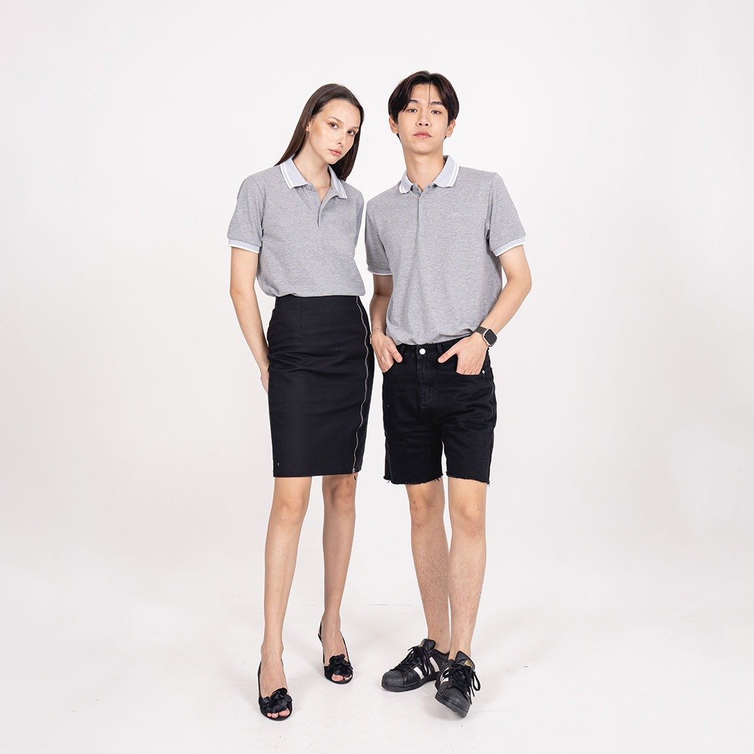(无 XL) POLO 衫 // 灰色 // 中性款 - 男装上衣/T 恤 - 聚酯纤维 灰色