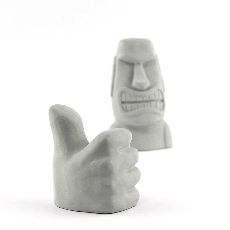 水泥摩艾 Moai－ 比赞 笔插 笔座 good - 笔筒/笔座 - 水泥 灰色