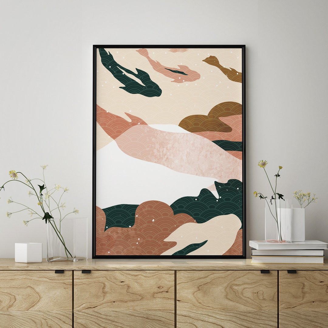 锦鲤 • 越过山 - 日式无印风锦鲤装饰挂画/新年吉祥挂画 - 海报/装饰画/版画 - 棉 多色