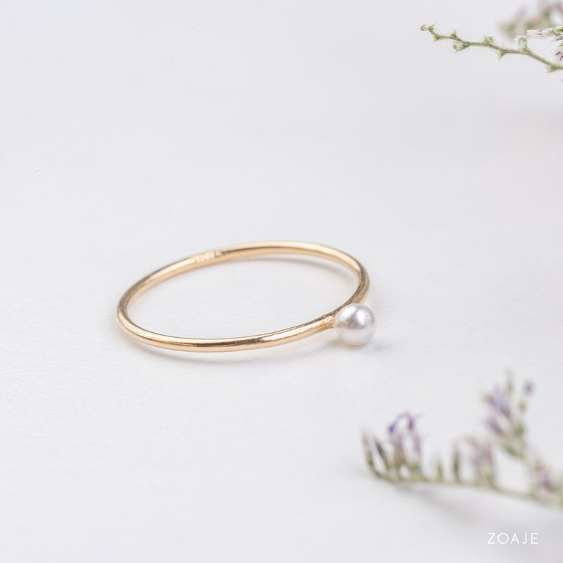 Zoaje HAITI 戒指指环 14k注金包金 淡水珍珠 极简 基础百搭款 - 戒指 - 贵金属 白色