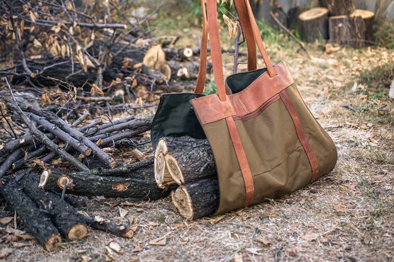 木质托架、壁炉装饰、皮革原木托架、木柴托架 - 其他家具 - 防水材质 