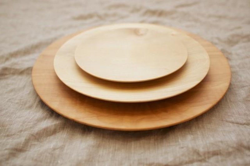 Wood 21cm of the potter's wheel ground wooden plate chestnut (land) - 浅碟/小碟子 - 木头 卡其色