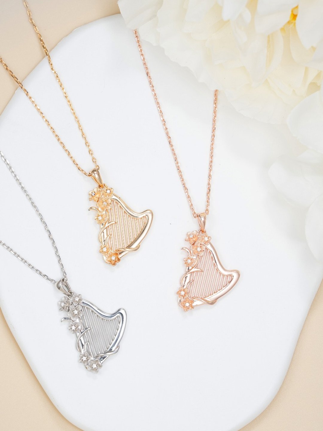 Harpy Studio 纯银 花花竖琴项链 - 项链 - 纯银 